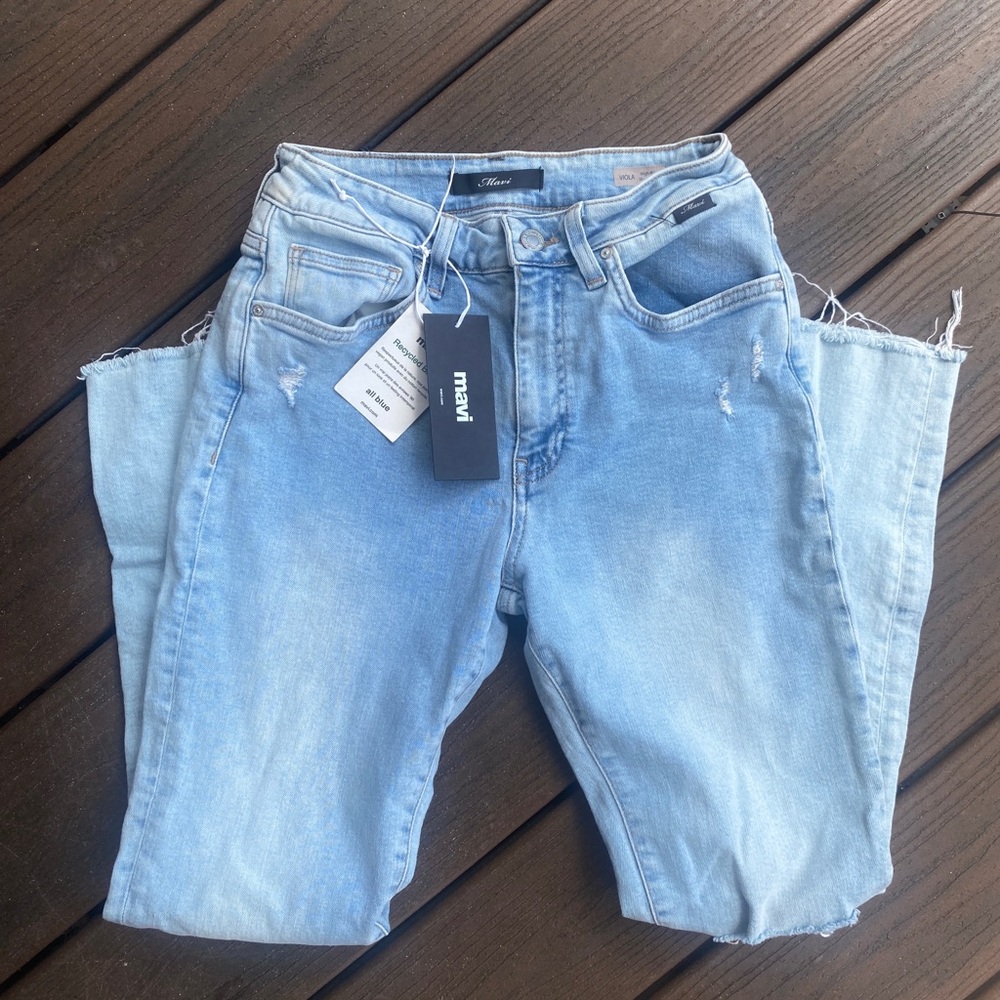 BNWT Mavi Women's VIOLA High rise Light Blue Distressed skinny Jeans